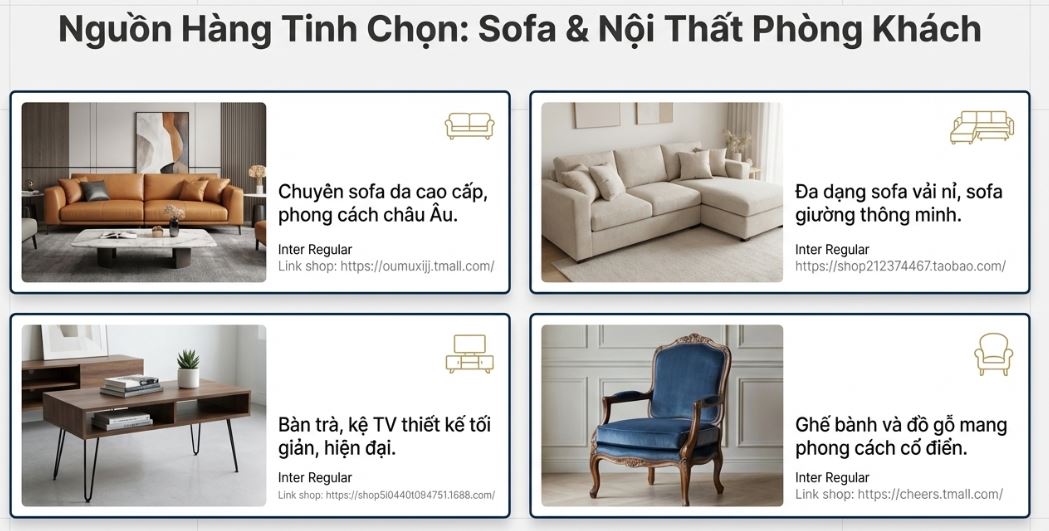 Nguồn hàng sofa và phòng khách Trung Quốc