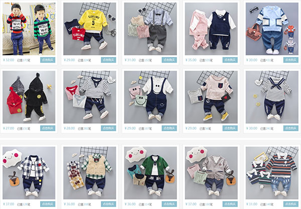 Shop online quần áo trẻ em trên Taobao, 1688, Tmall,...